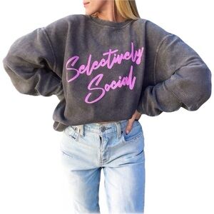LuluSimon Studio Sweatshirt with Pink 'Selectively Social' Print